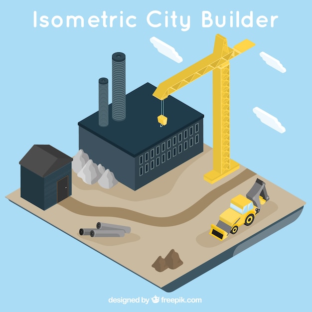 Vista isometrica della costruzione di un edificio