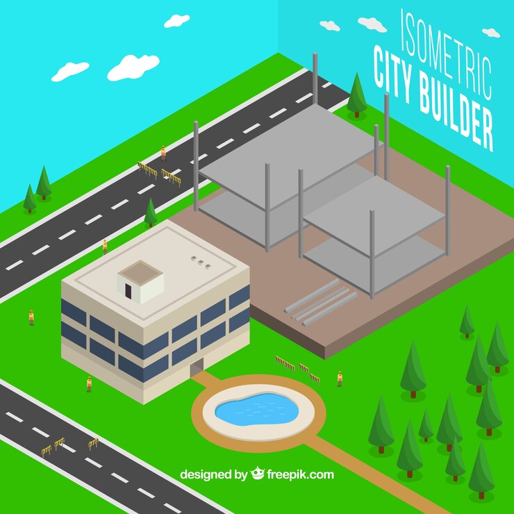 Free Vector isometric view of a construction