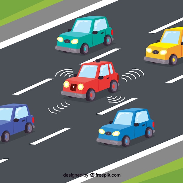 Isometric view of futuristic autonomous car