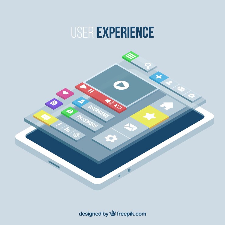 Free Vector isometric view of a mobile phone and applications