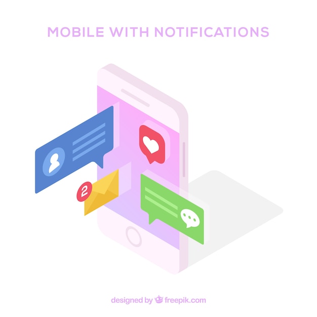 Free vector isometric view of mobile phone with instagram post