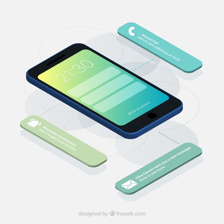 Free Vector isometric view of mobile phone with instagram post