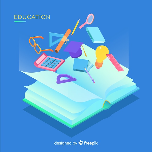 Isometric view of modern education concept