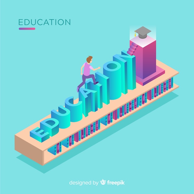 Vista isometrica del concetto di educazione moderna