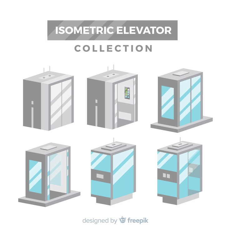 Free Vector isometric view of modern elevator collection