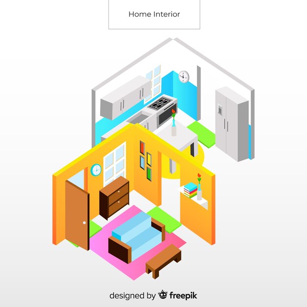 Isometric view of modern home interior