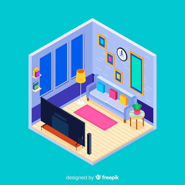 Isometric view of modern home interior