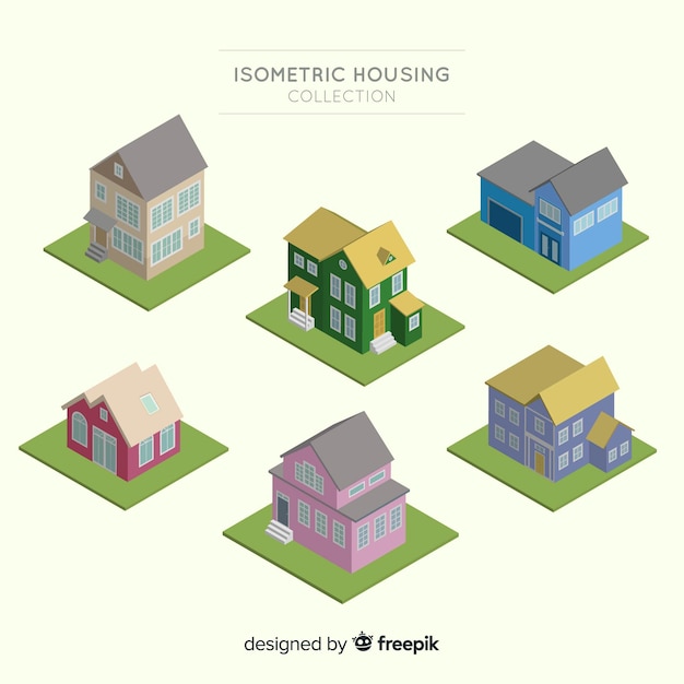 Isometric view of modern housing collection