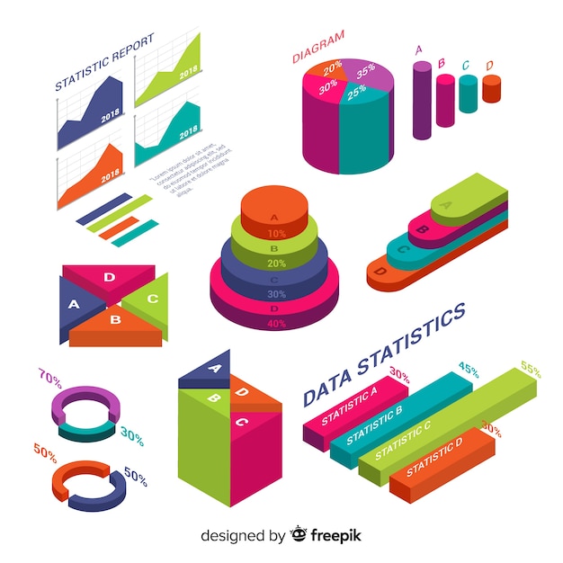 Isometric View of Modern Infographic Elements – Free Vector Download