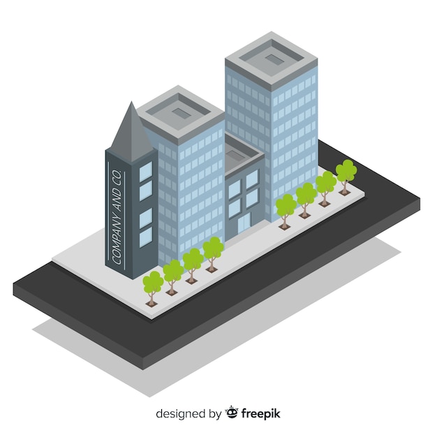 Free vector isometric view of modern office building