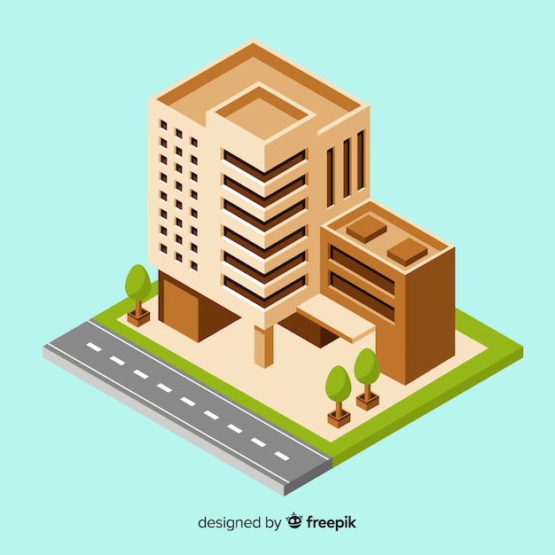 Free vector isometric view of modern office building