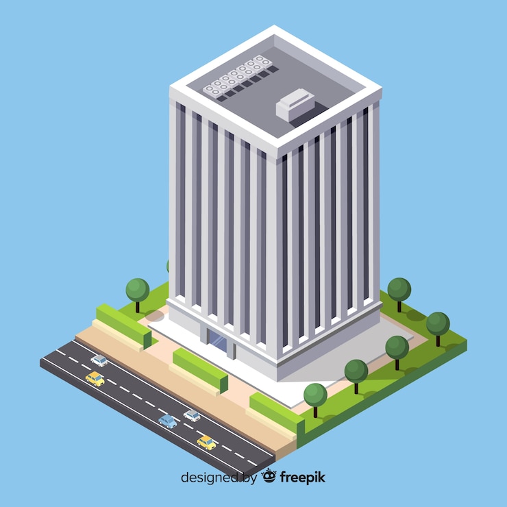Free Vector isometric view of modern office building