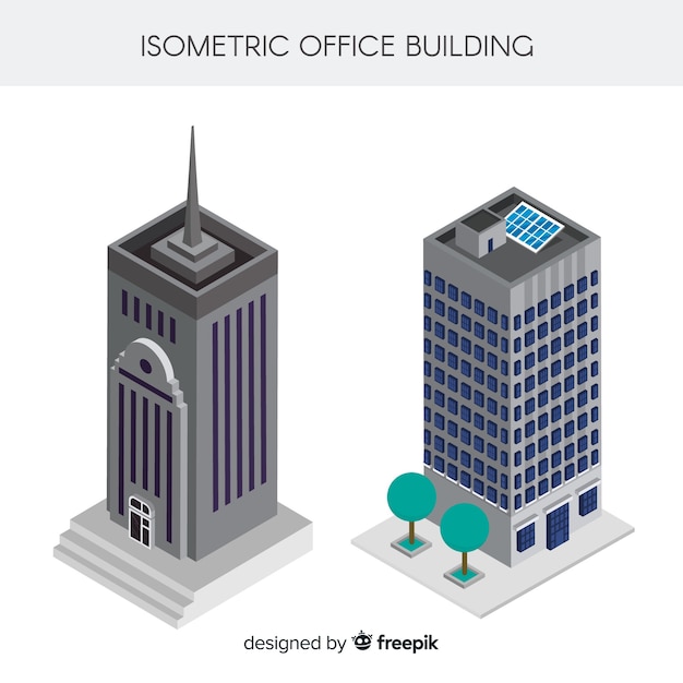 Free vector isometric view of modern office buildings