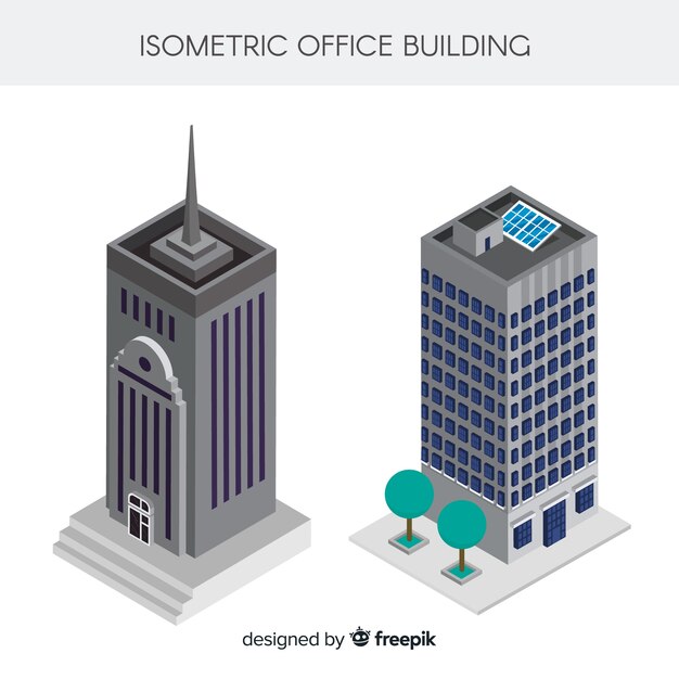 Isometric view of modern office buildings