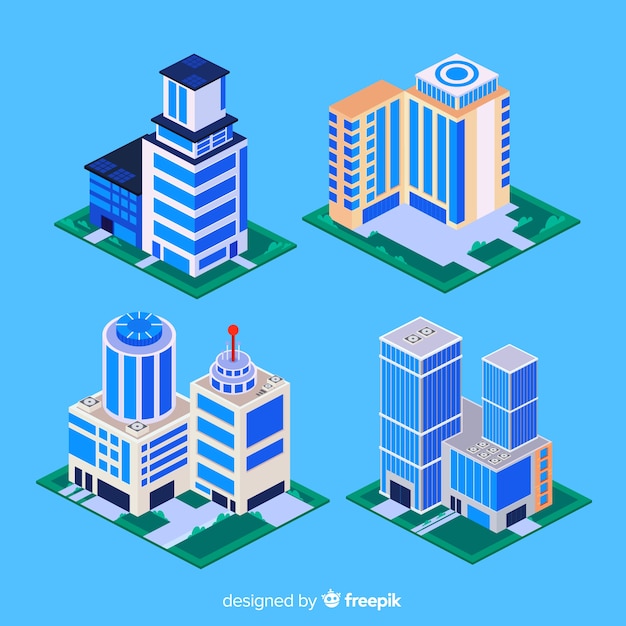 Free vector isometric view of modern office buildings