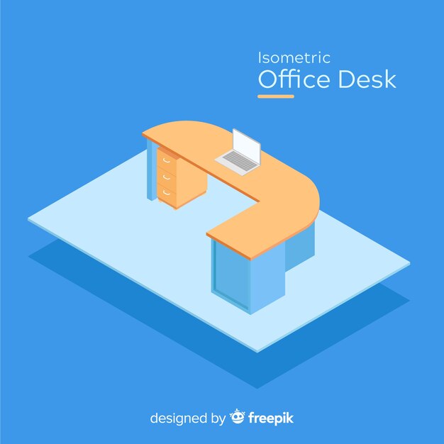 Isometric view of modern office desk