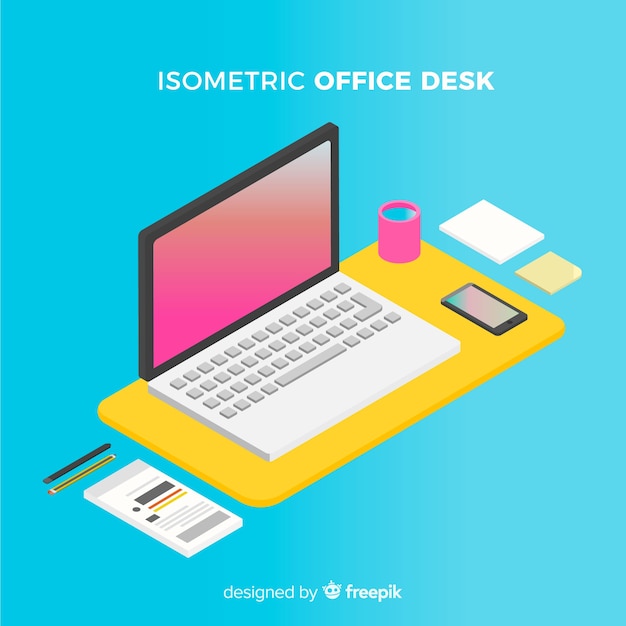 Изометрический вид современного офисного стола