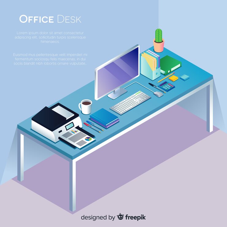 Free Vector isometric view of modern office desk