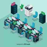 Free vector isometric view of modern office interior