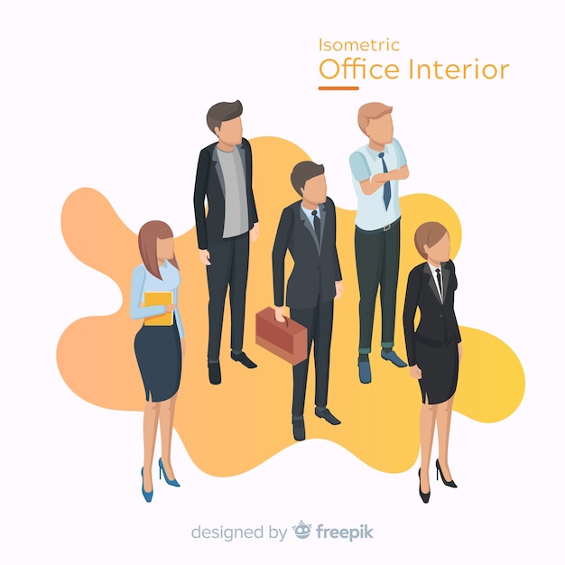 Isometric view of office workers with flat design