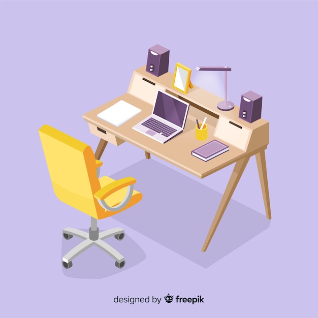 Free vector isometric view of professional office desk