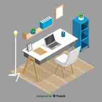 Free vector isometric view of professional office desk