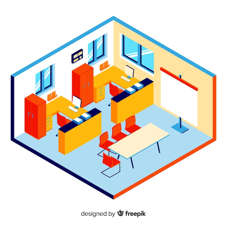 Free Vector isometric view of professional office interior