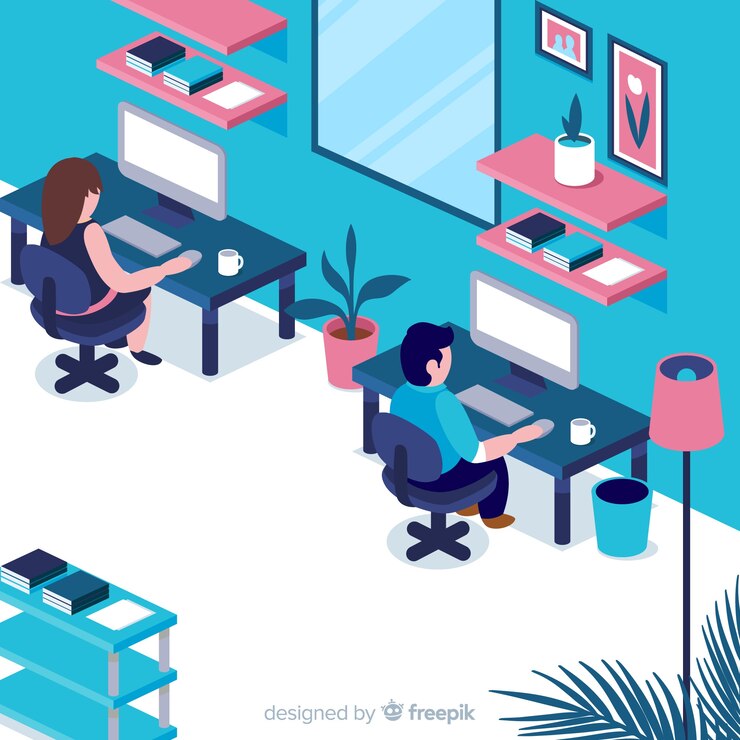 Free Vector isometric view of professional office interior