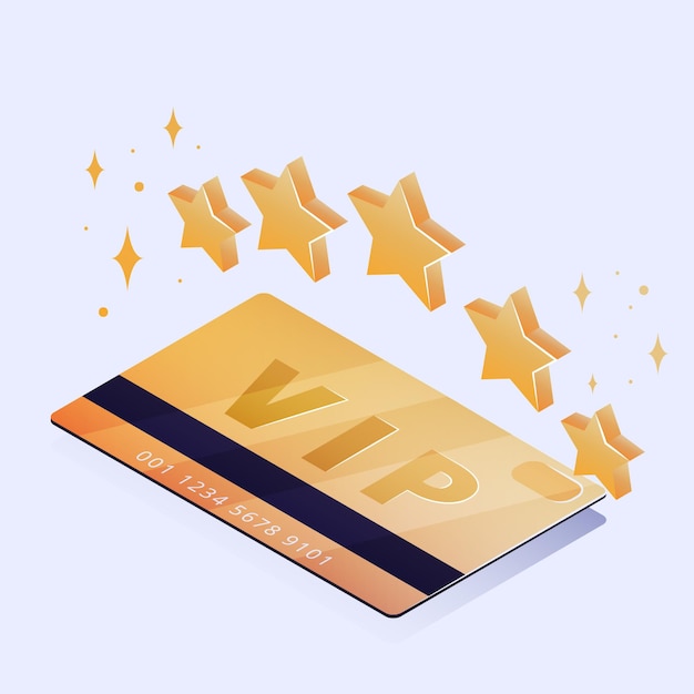 Isometric vip card with golden details