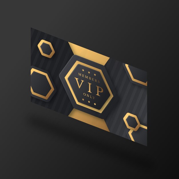 Isometric vip card with golden details