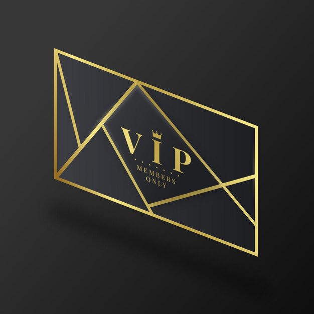 Isometric vip card with golden details