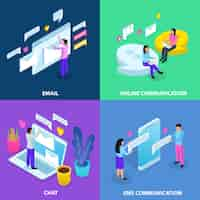 Free vector isometric virtual communication banner collection