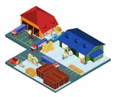 Free vector isometric warehouse area concept