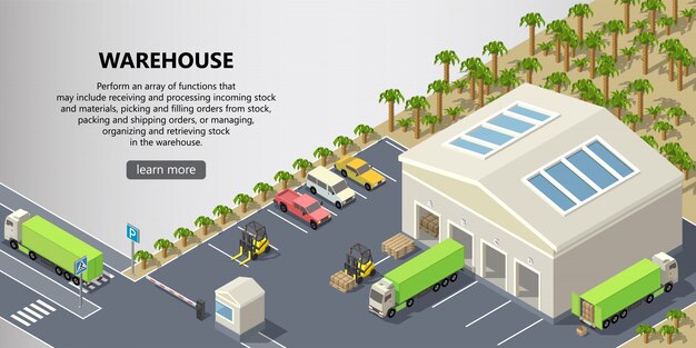 isometric warehouse, delivery service