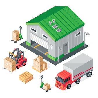貨物コンテナ物流パレットに荷物を積み込む倉庫の図 無料のベクター 貨物コンテナ物流パレットに荷物を積み込む倉庫の図 無料のベクター