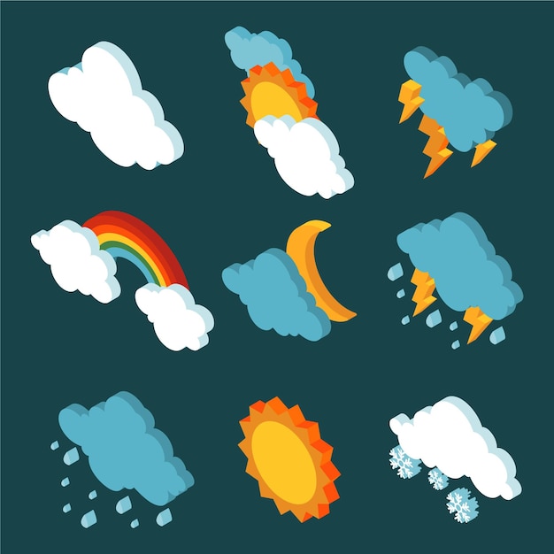 Free vector isometric weather effects