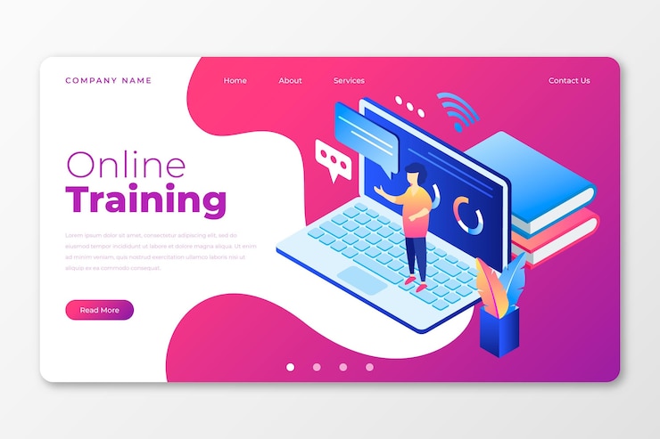 Free Vector isometric webinar landing page
