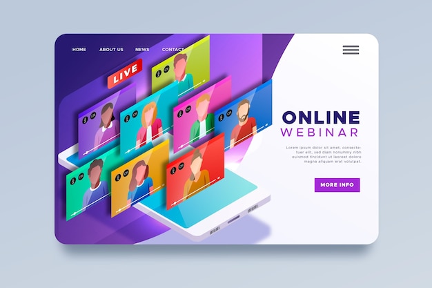 Isometric webinar landing page