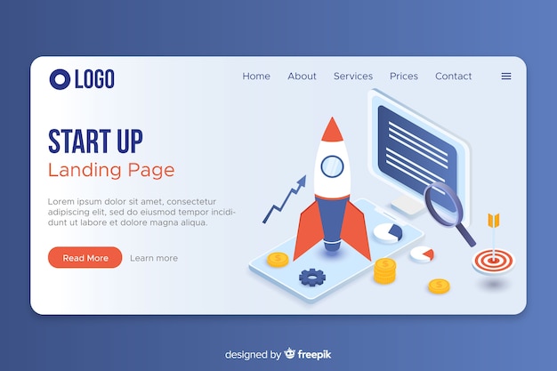 Free vector isometric website landing page