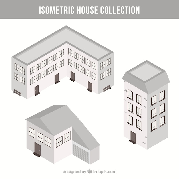 Isometric white house collection