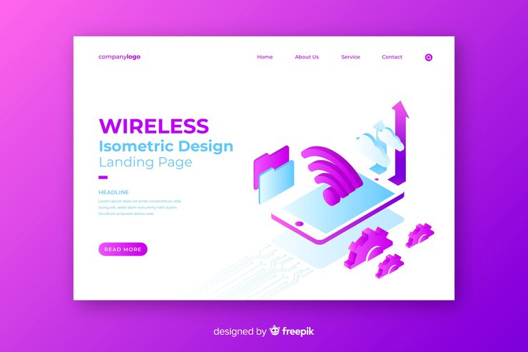 Free Vector isometric wireless network landing page