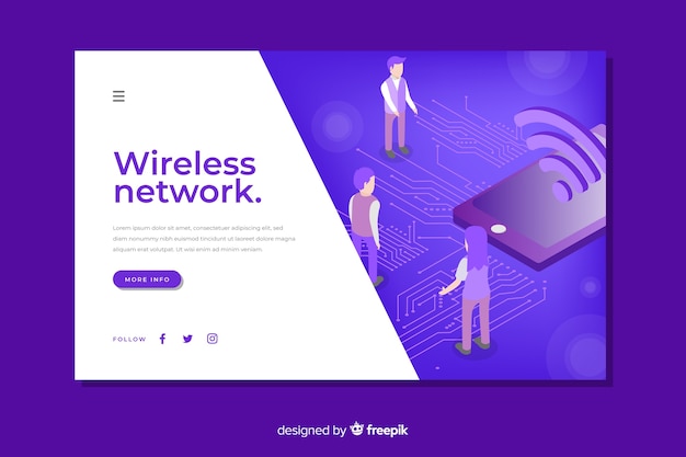 Free vector isometric wireless network landing page