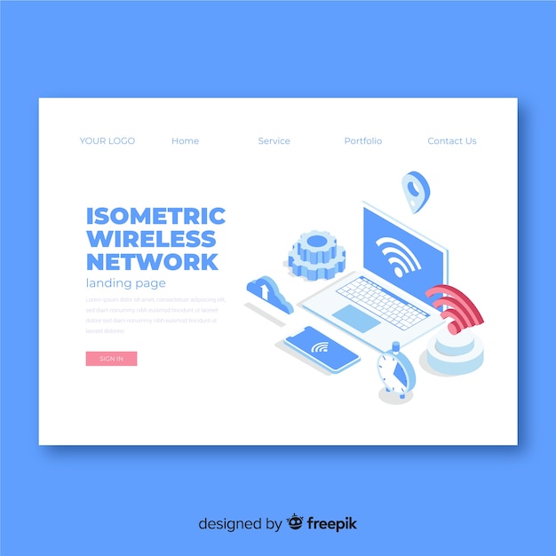 Isometric wireless network landing page