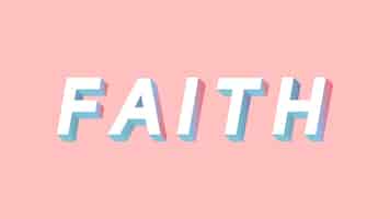 Free vector isometric word faith typography on a millennial pink background vector