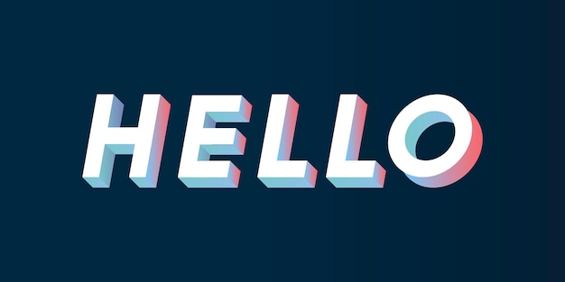 Изометрическое слово hello типография на черном фоне вектор