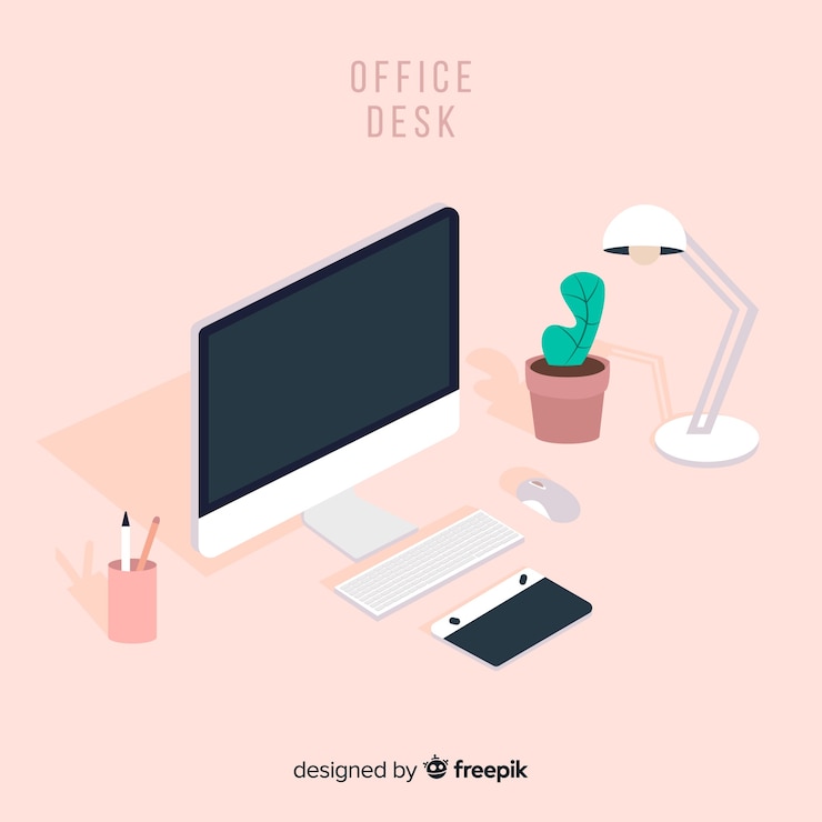 Free Vector isometric workspace concept