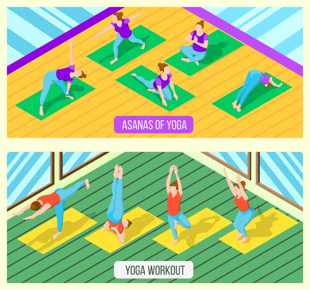 Isometric Yoga banner set