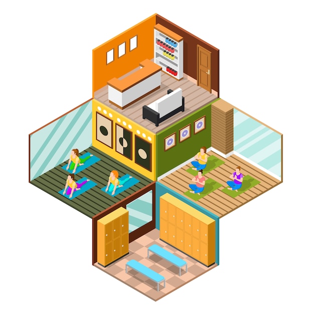 Isometric Yoga Studio Background