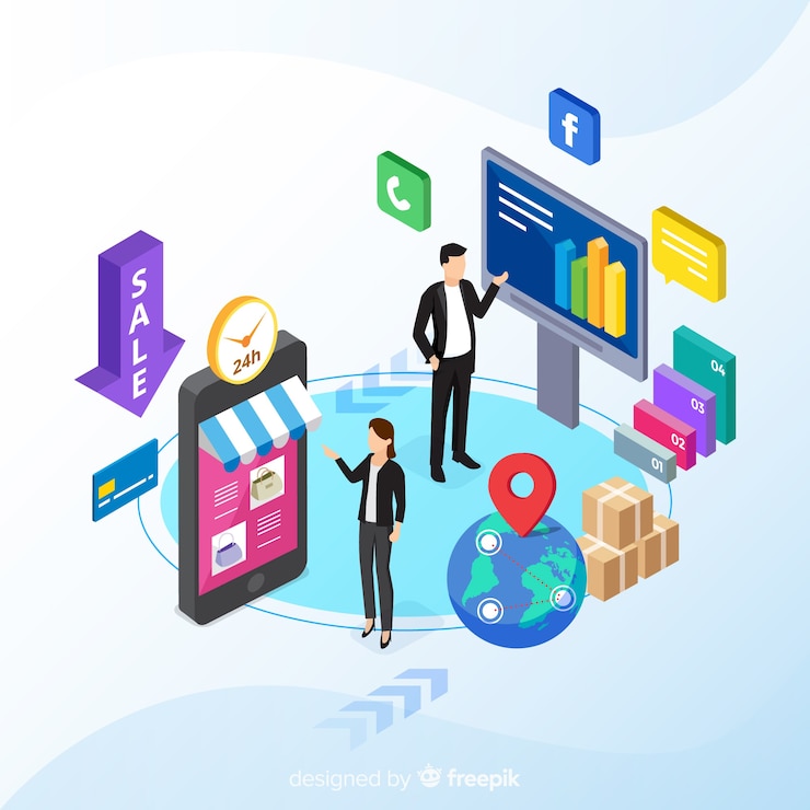 मुफ़्त वेक्टर isometric young people using technological devices background