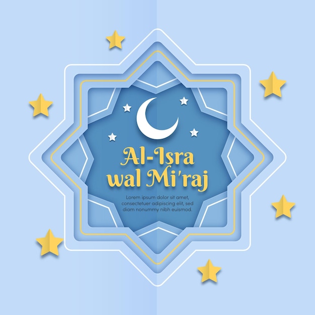 Illustrazione di isra miraj in stile carta